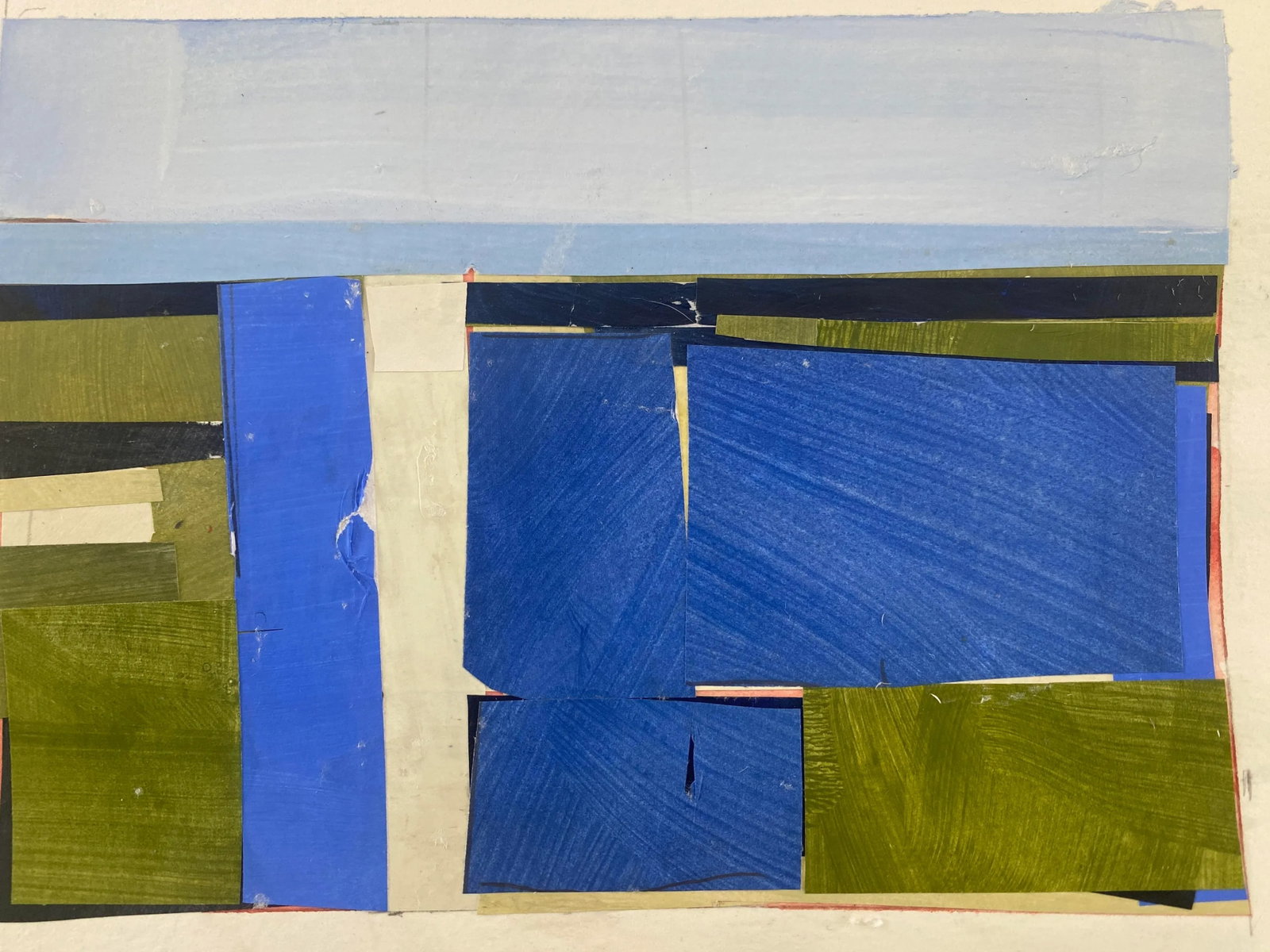 Original Lake Series Abstract Landscape Maquette Painting on Paper by Bryan Young - 2