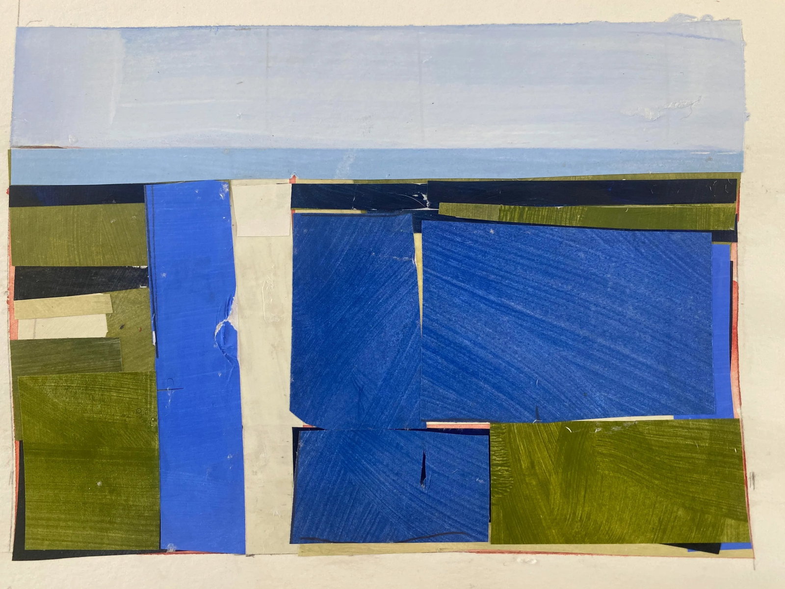 Original Lake Series Abstract Landscape Maquette Painting on Paper by Bryan Young - 3