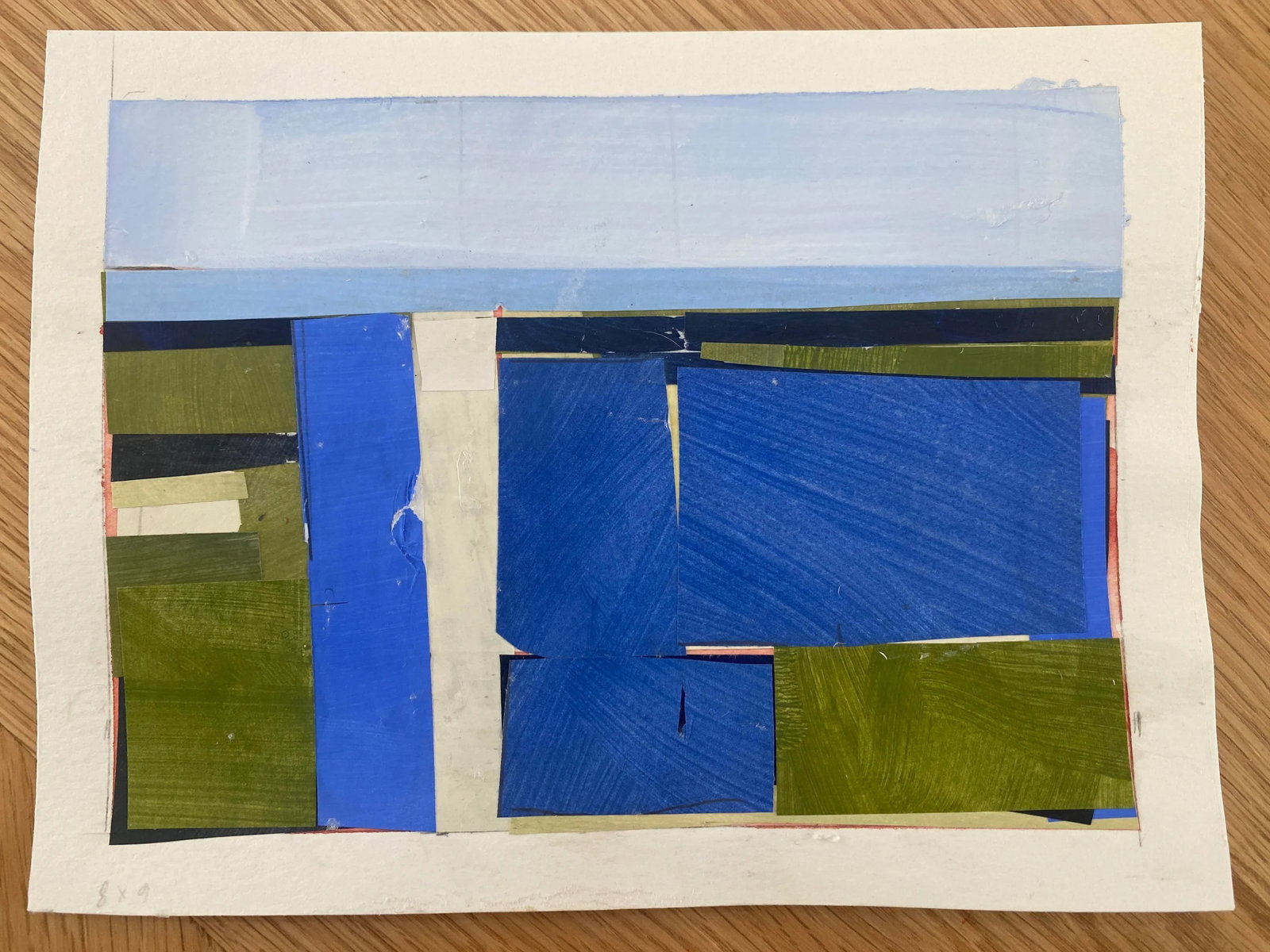 Original Lake Series Abstract Landscape Maquette Painting on Paper by Bryan Young - 4