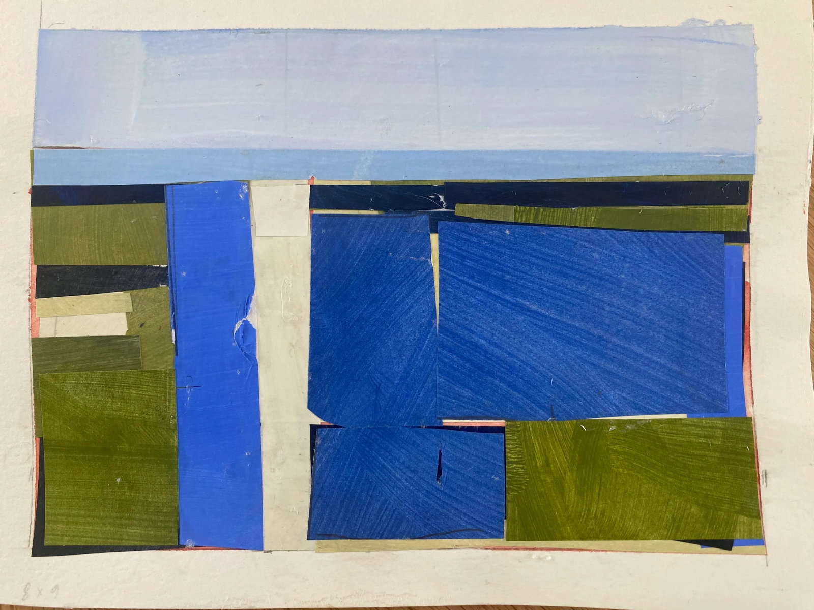 Original Lake Series Abstract Landscape Maquette Painting on Paper by Bryan Young - 5