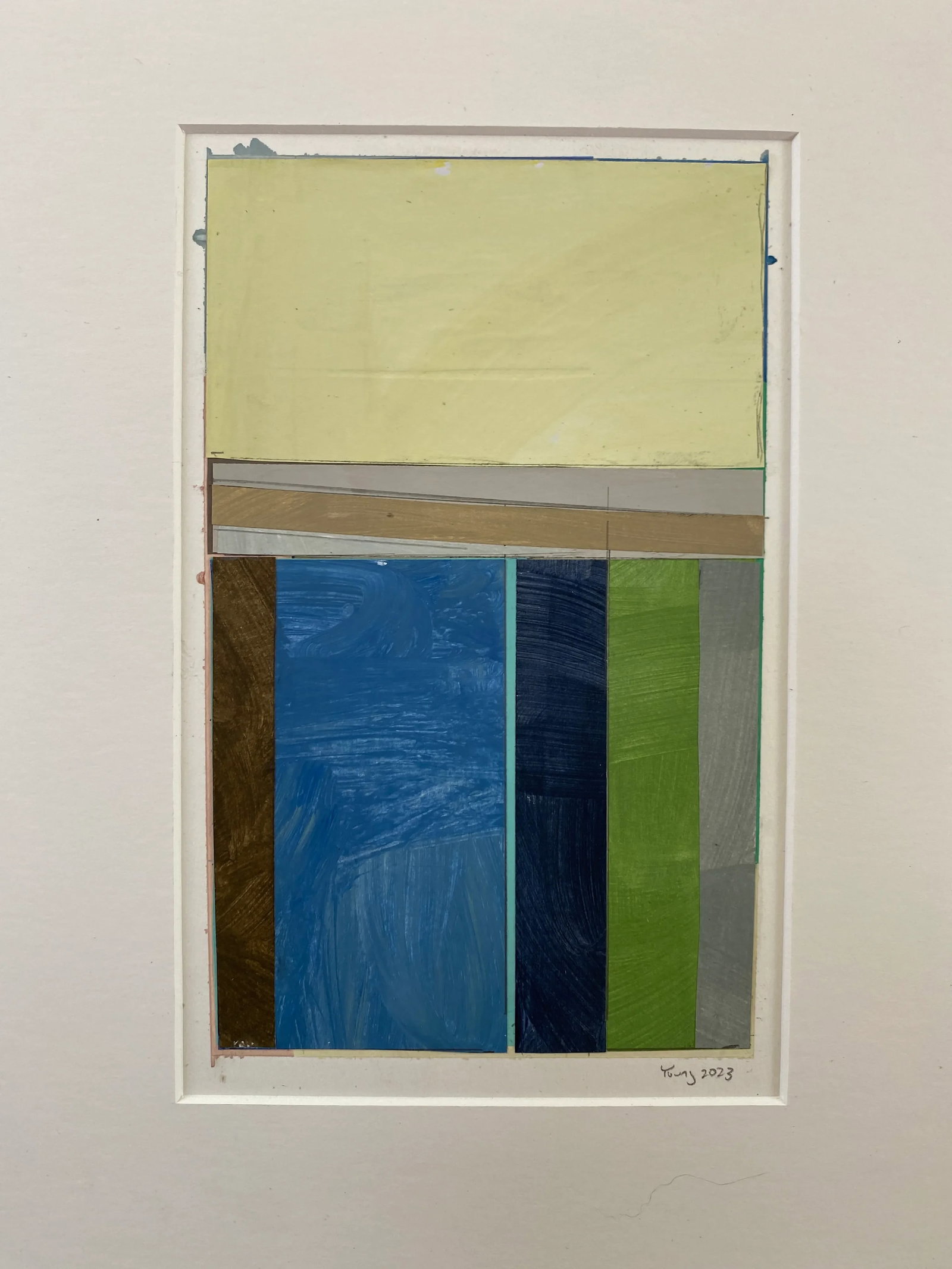 "Lakes Series" Contemporary Original Abstract Landscape Collage Painting on Paper by Bryan Young - 2
