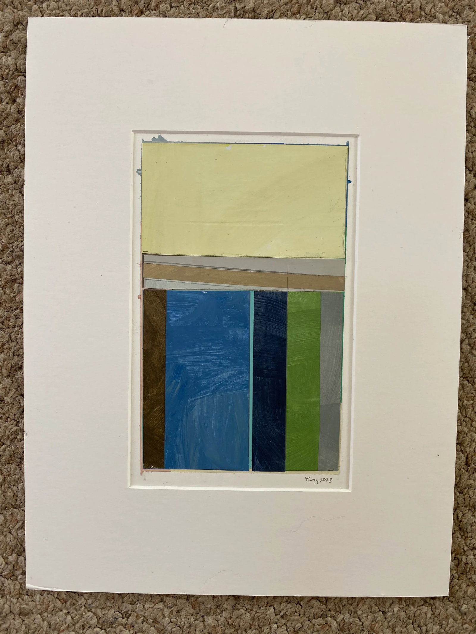 "Lakes Series" Contemporary Original Abstract Landscape Collage Painting on Paper by Bryan Young - 3