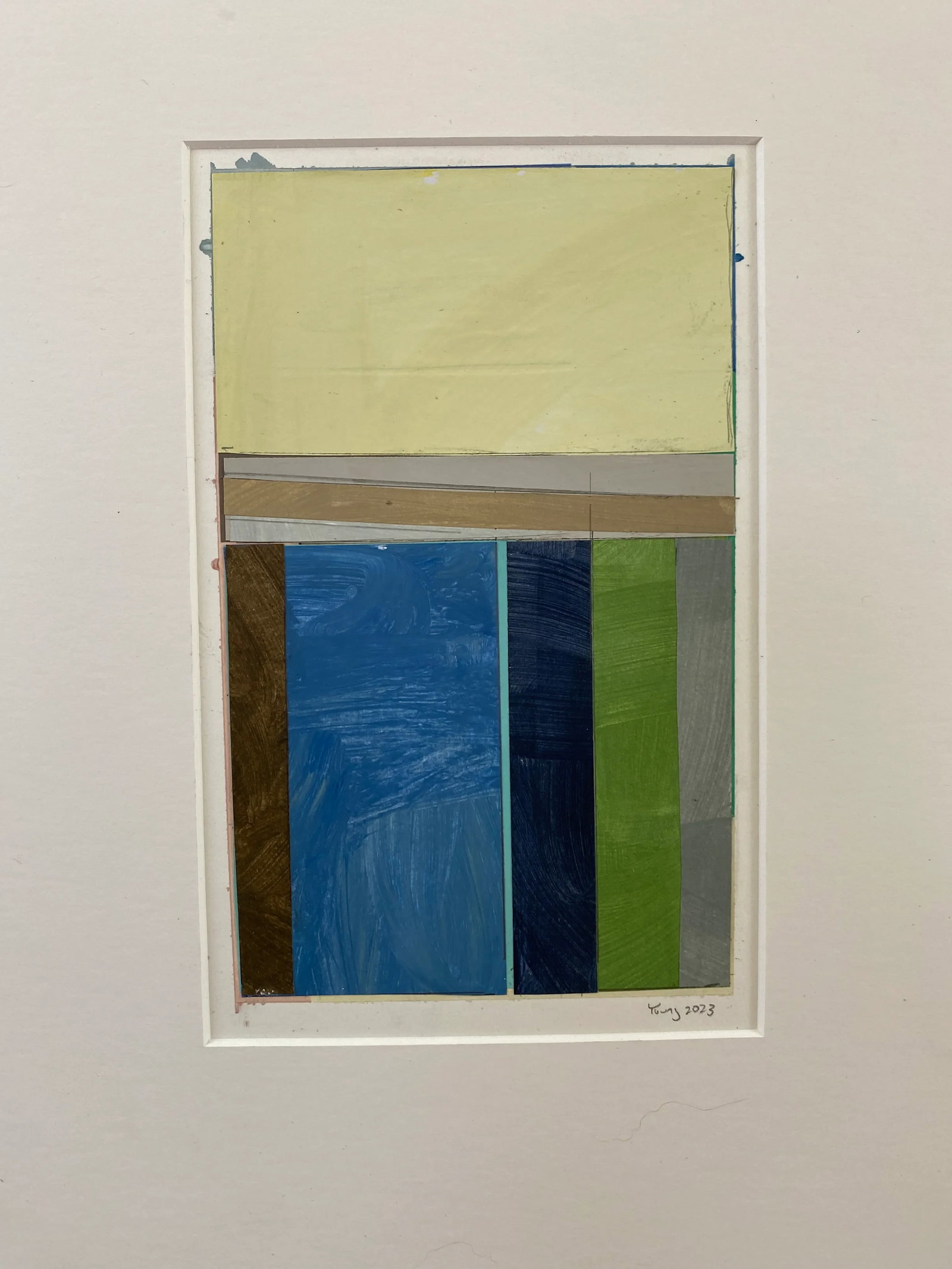 "Lakes Series" Contemporary Original Abstract Landscape Collage Painting on Paper by Bryan Young - 4