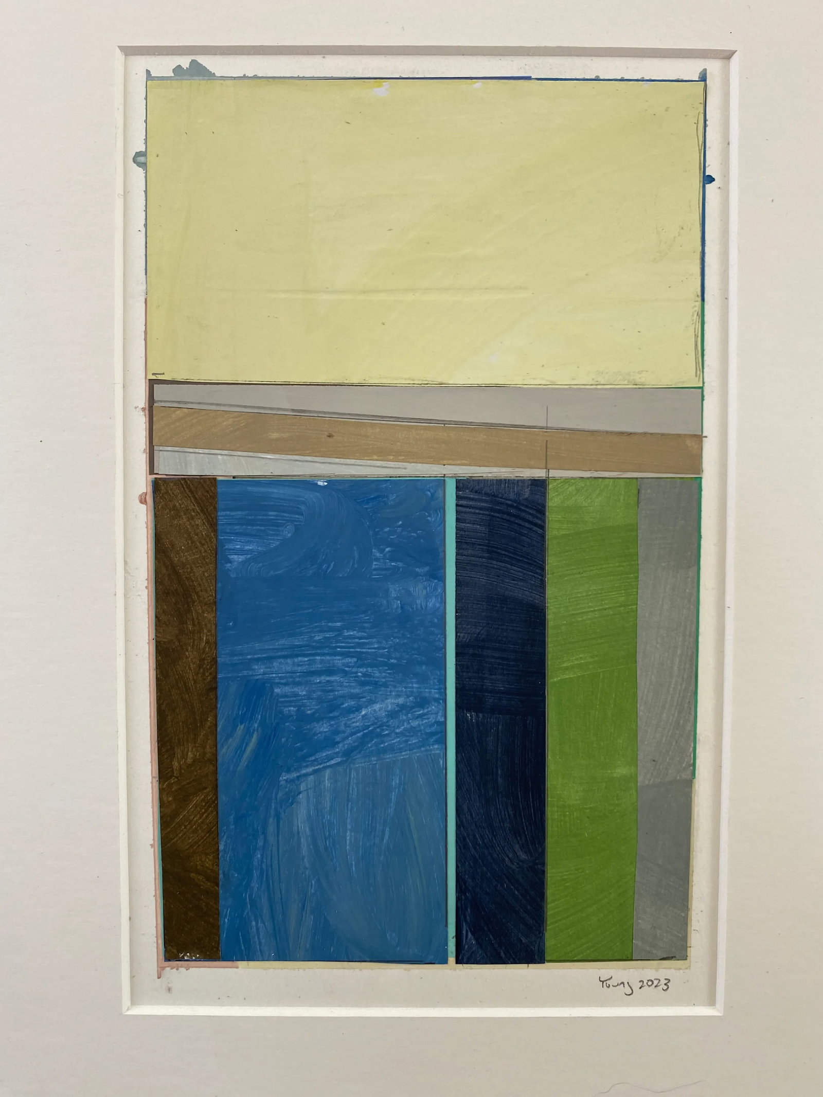 "Lakes Series" Contemporary Original Abstract Landscape Collage Painting on Paper by Bryan Young - 5