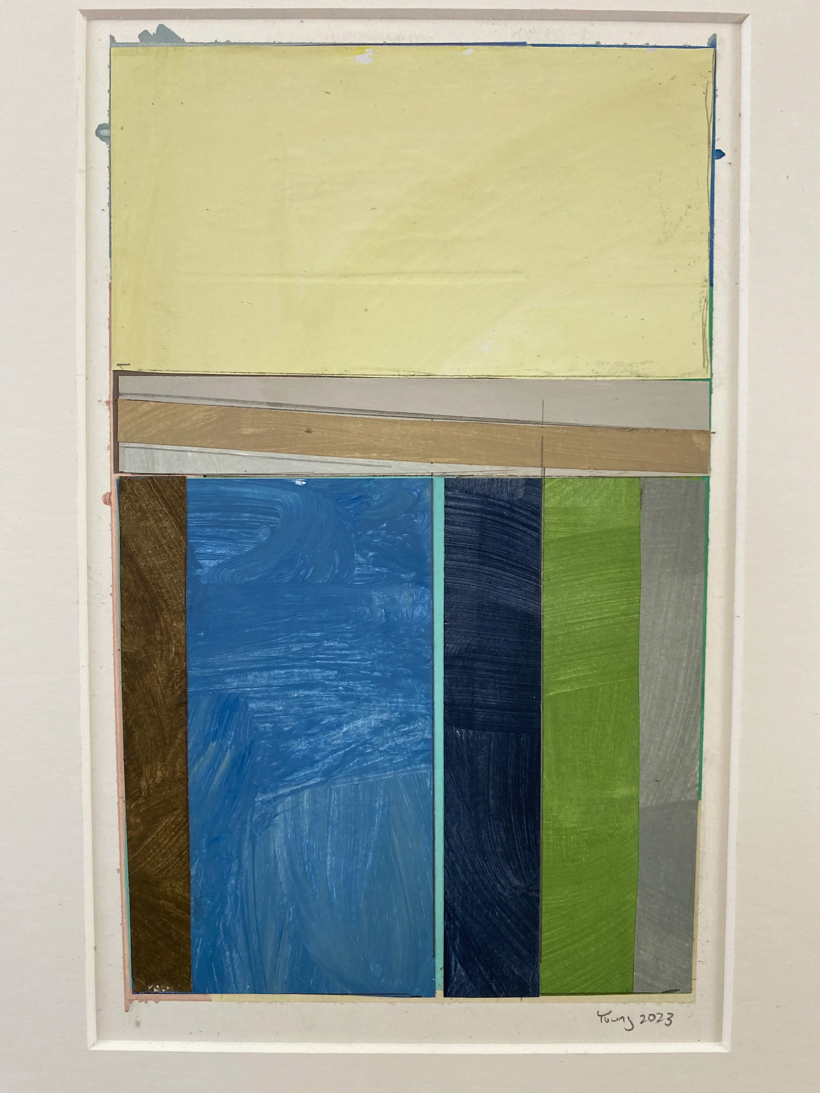 "Lakes Series" Contemporary Original Abstract Landscape Collage Painting on Paper by Bryan Young - 6