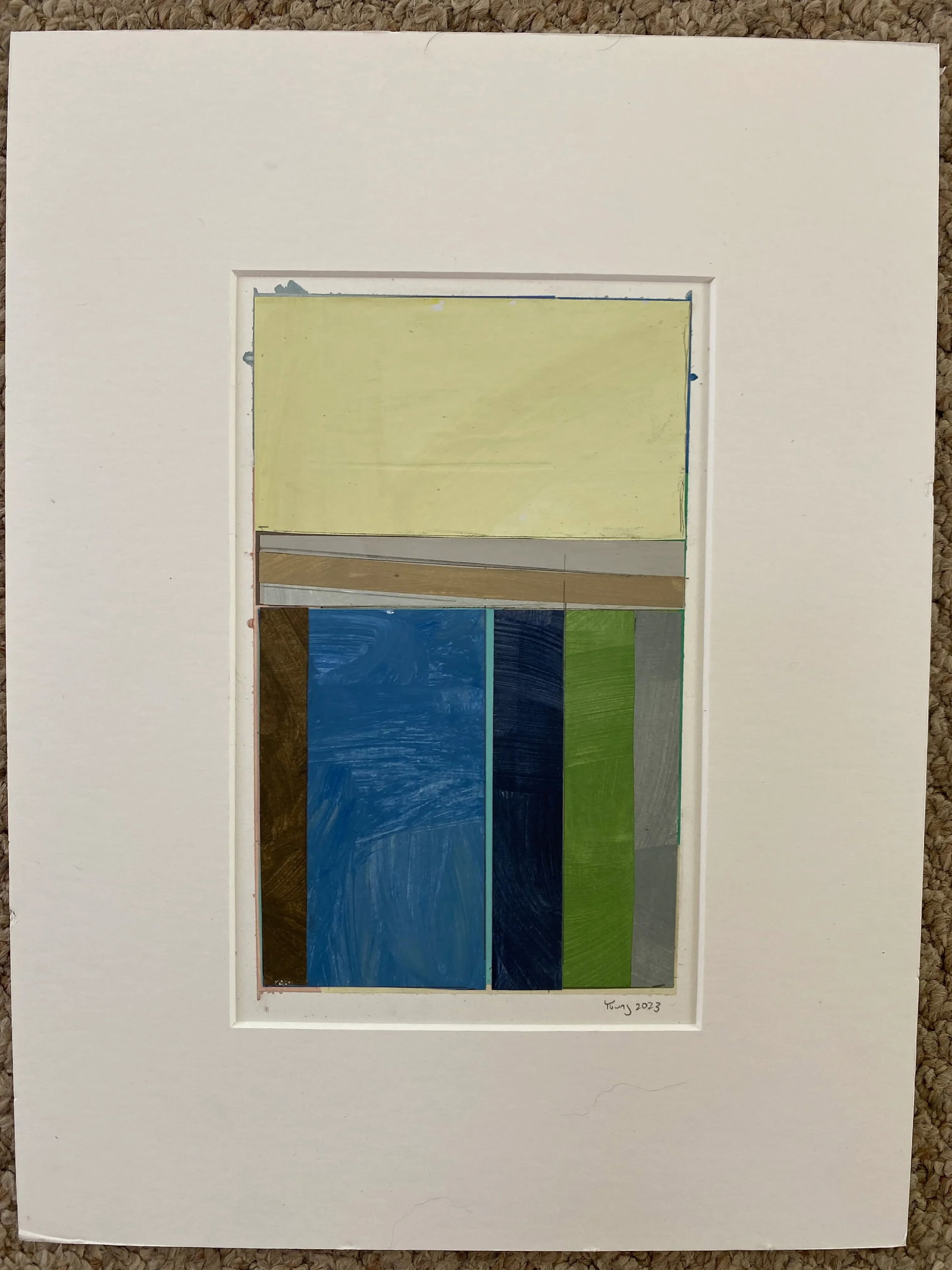 "Lakes Series" Contemporary Original Abstract Landscape Collage Painting on Paper by Bryan Young - 8