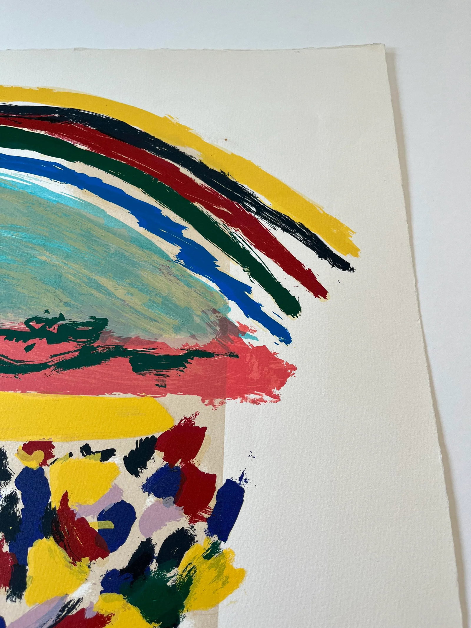 Original Hand Signed Limited Edition Menashe Kadishman Serigraph of Rainbow Over a Field - 4
