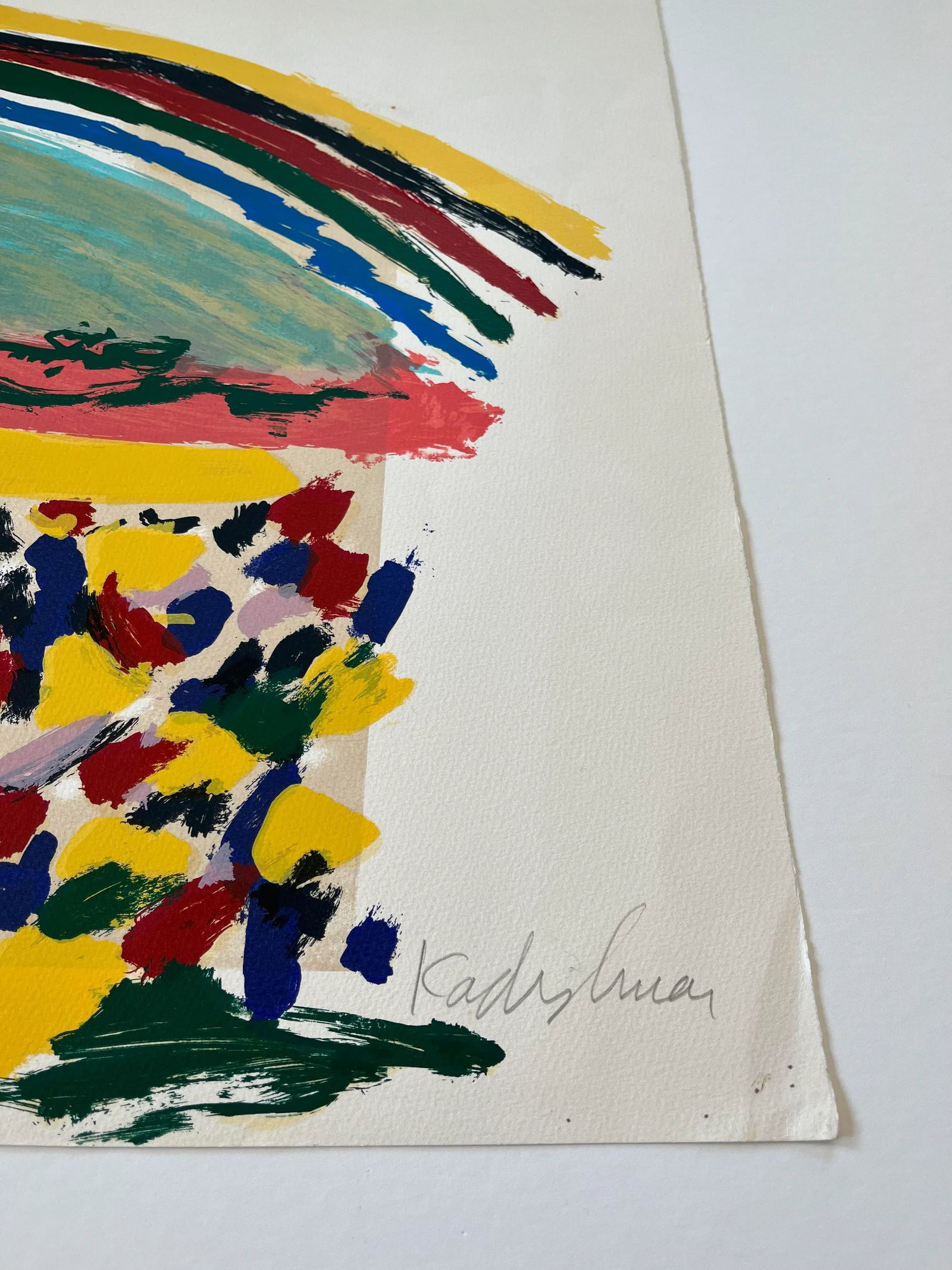 Original Hand Signed Limited Edition Menashe Kadishman Serigraph of Rainbow Over a Field - 6