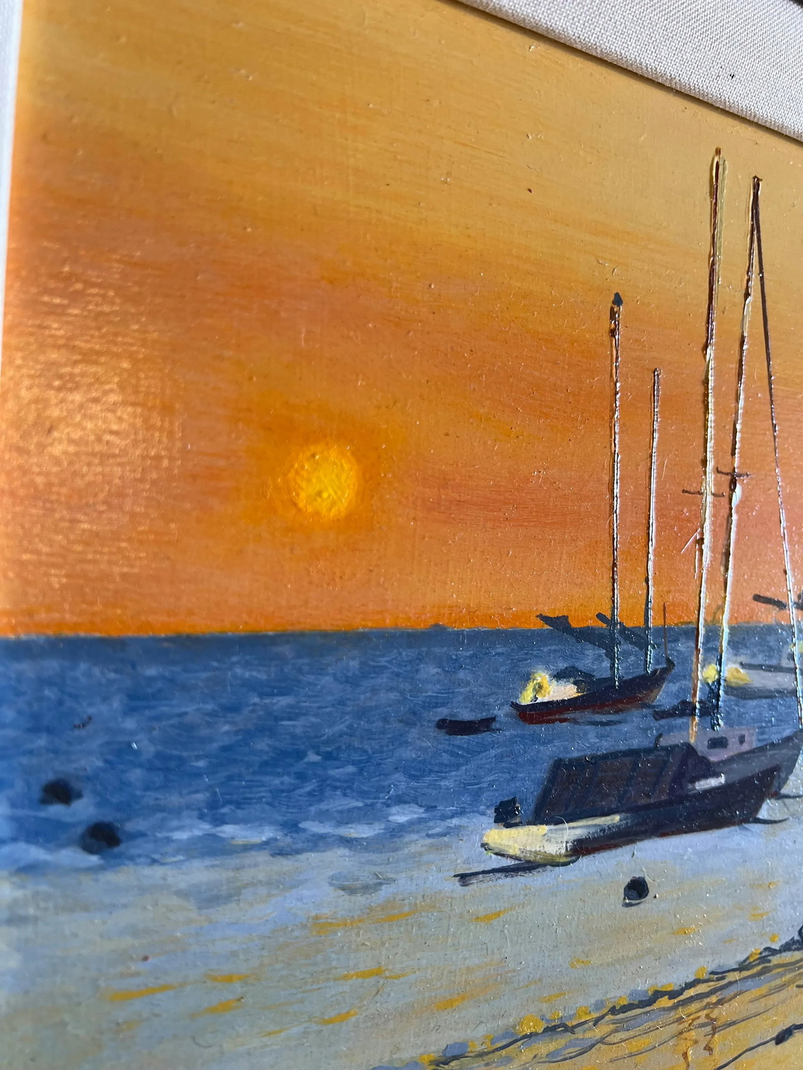 "Fishcreek Sunset" Impressionist Style Seascape Painting Signed by Jim Leatham - 3