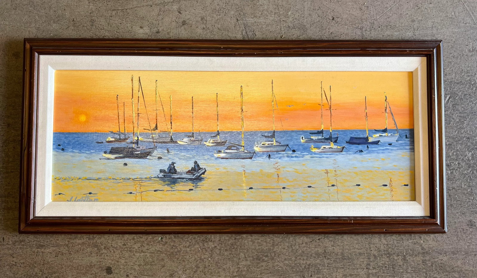 "Fishcreek Sunset" Impressionist Style Seascape Painting Signed by Jim Leatham - 9