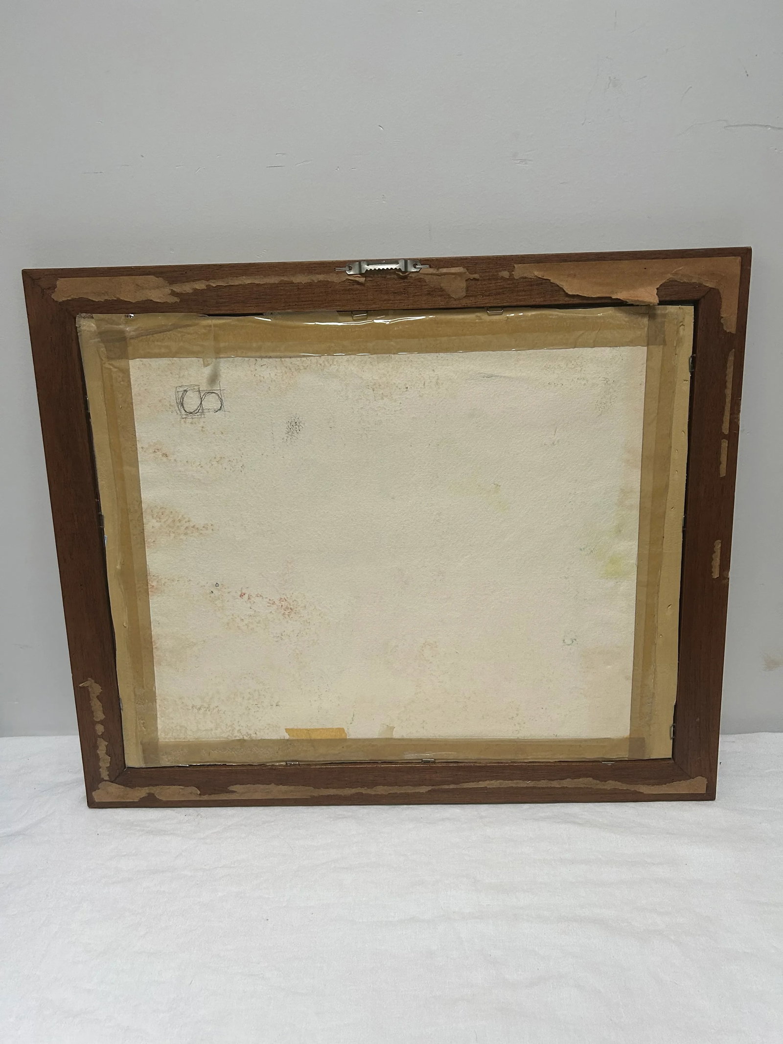 Vintage Original Watercolor Painting "Red Roof Farmhouse", Framed - 8