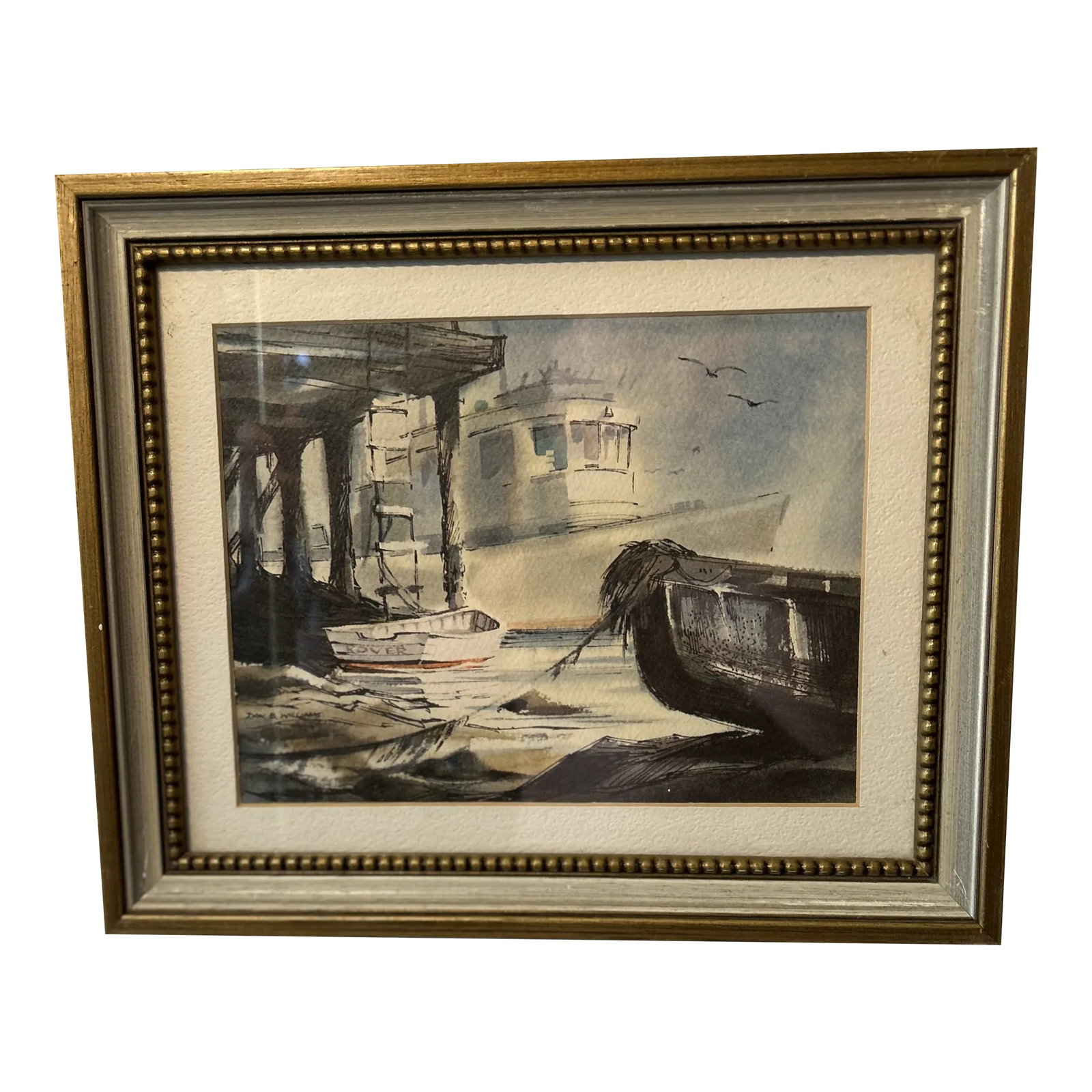 1975 Harbor Scene Watercolor Painting by California Artist Donald B. Williams: This original watercolor "Foggy Harbor at Morro Bay" was painted by California artist Don B. Williams and is signed by the artist. Based in Morro Bay, CA his area of artistic focus is West Coast