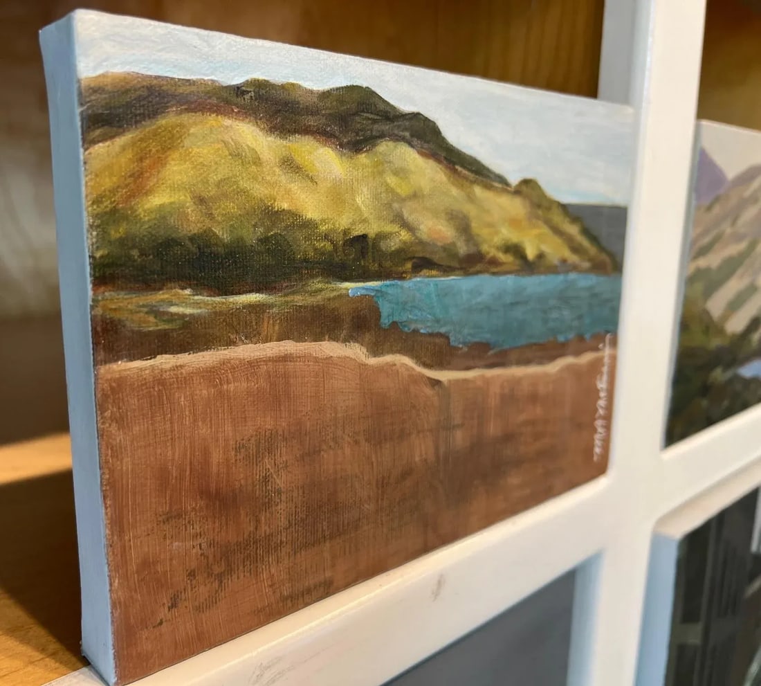 "Within Reach" Contemporary Impressionist Landscape/Waterscape With California Hills in Green, Blue - 2