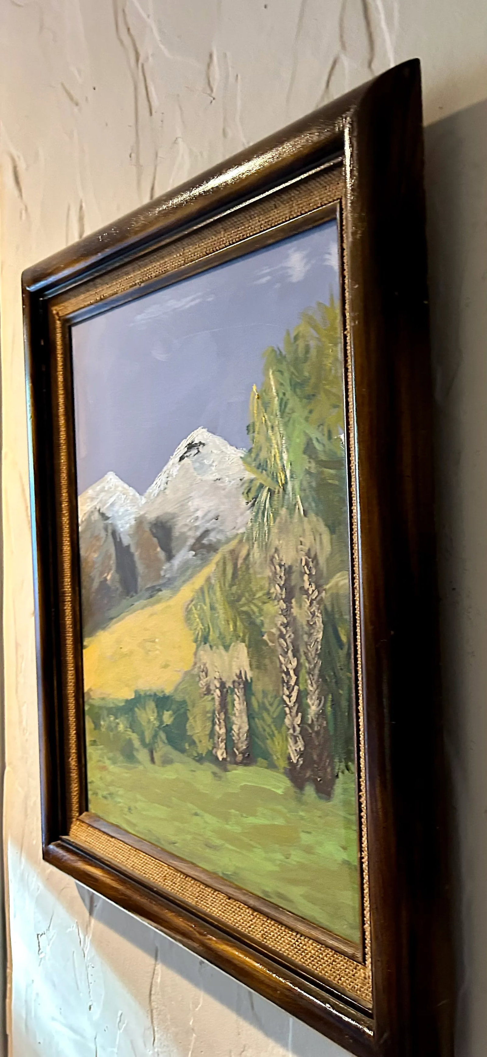 Impressionistic Landscape "Palm Trees and Snow" Oil on Canvas,Framed - 2