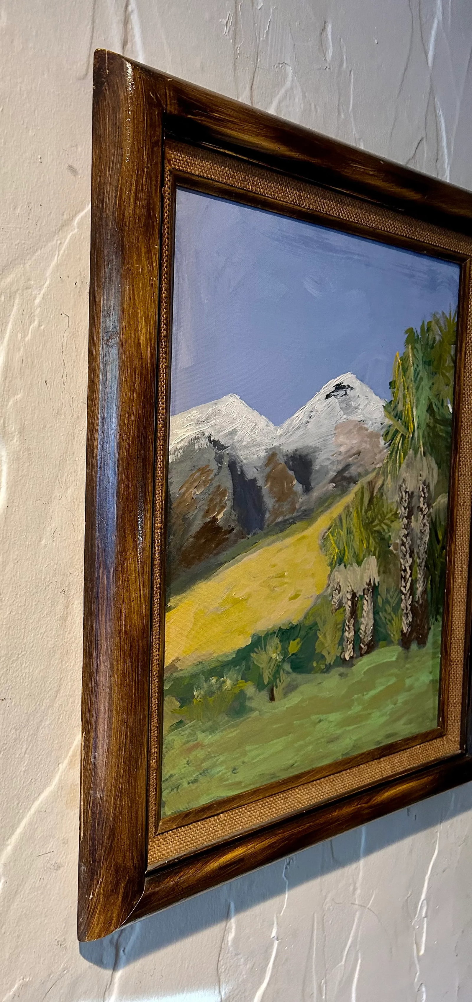 Impressionistic Landscape "Palm Trees and Snow" Oil on Canvas,Framed - 3
