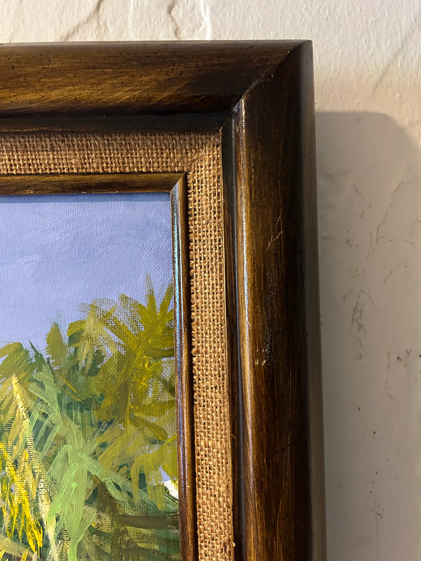 Impressionistic Landscape "Palm Trees and Snow" Oil on Canvas,Framed - 4