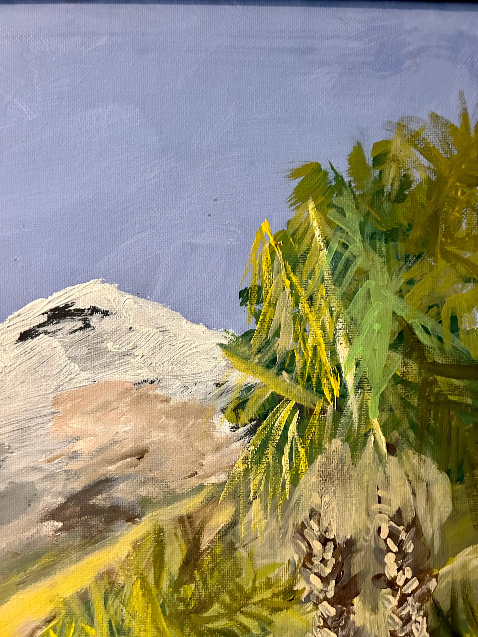Impressionistic Landscape "Palm Trees and Snow" Oil on Canvas,Framed - 5