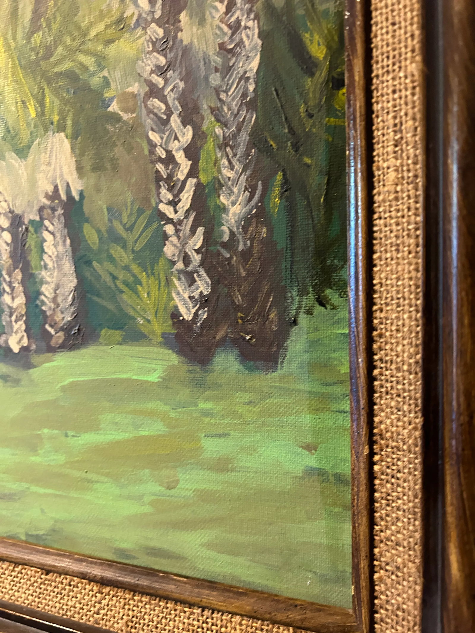 Impressionistic Landscape "Palm Trees and Snow" Oil on Canvas,Framed - 6