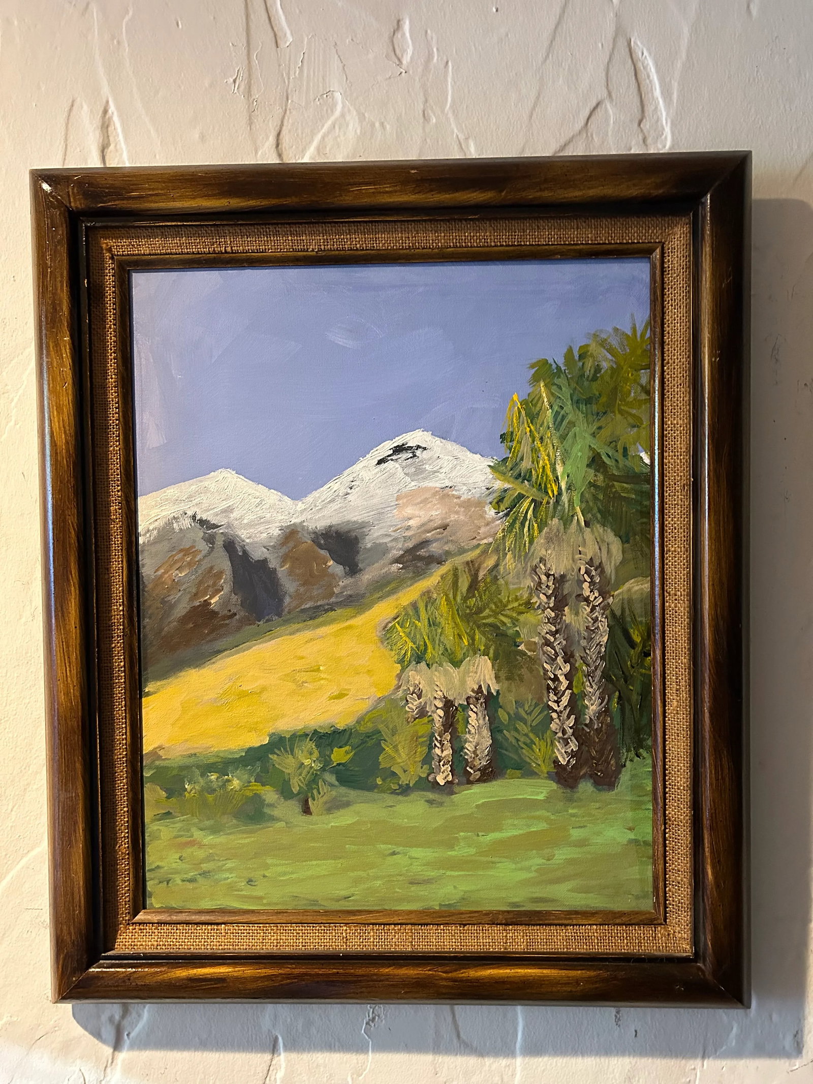 Impressionistic Landscape "Palm Trees and Snow" Oil on Canvas,Framed - 9