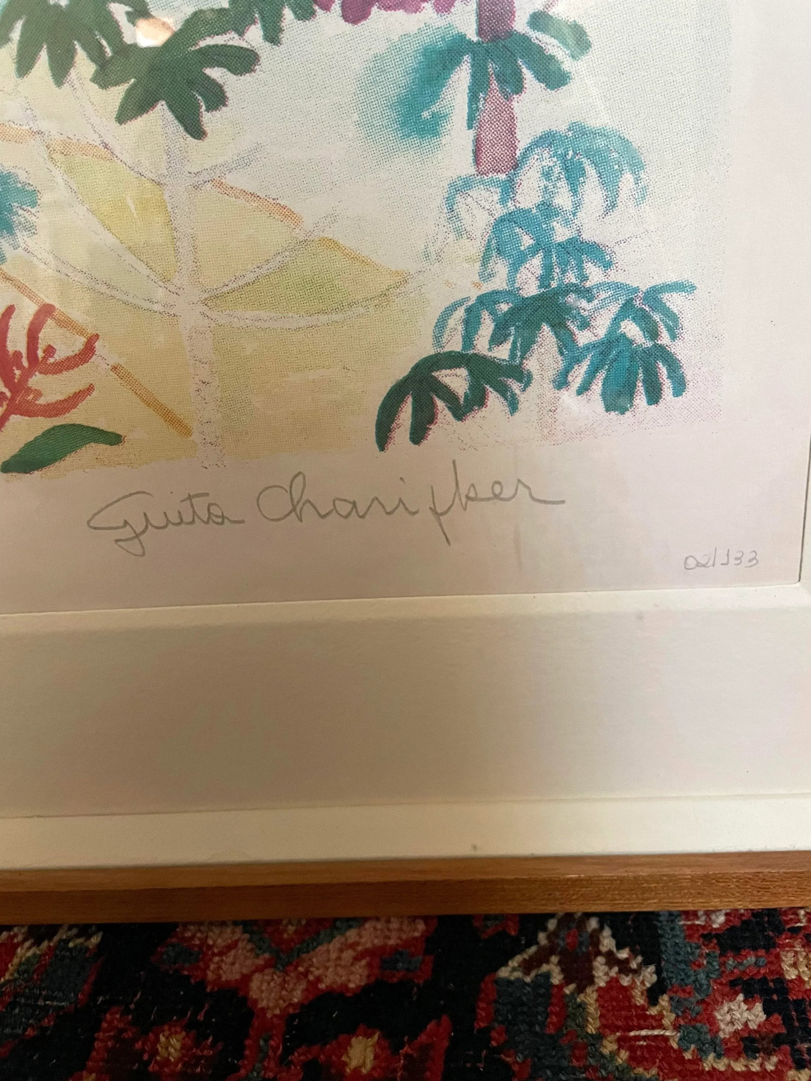 Signed Lithograph by Guita Chariker Featuring a Brazilian Landscape and Botanicals. 02/133 - 4