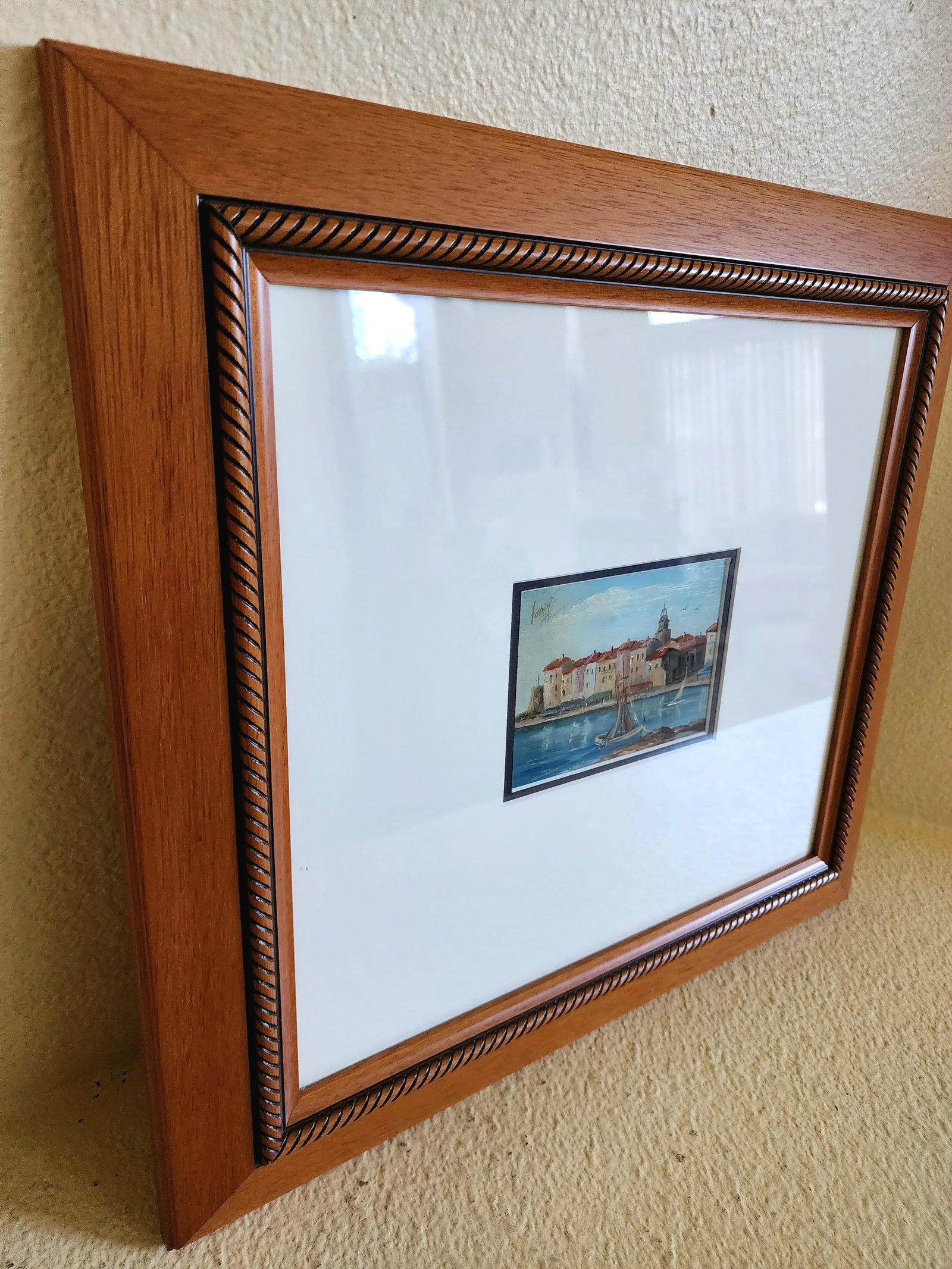 Late 20th Century Original Acrylic Painting of Seaside Landscape Signed by Artist Framed - 10