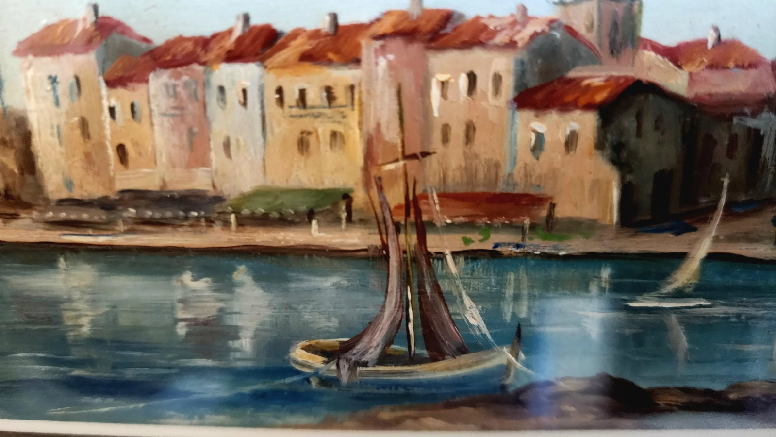 Late 20th Century Original Acrylic Painting of Seaside Landscape Signed by Artist Framed - 11