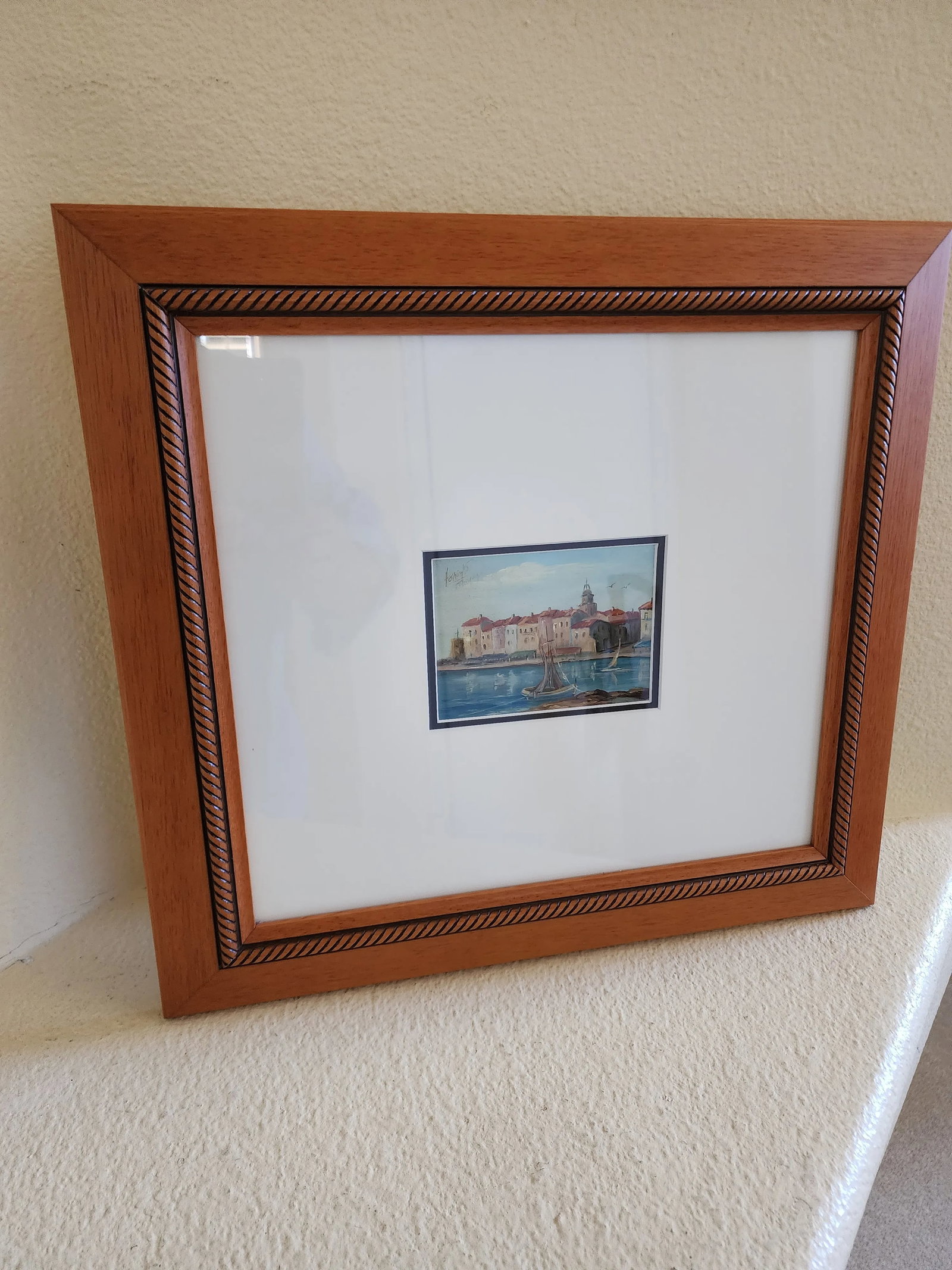 Late 20th Century Original Acrylic Painting of Seaside Landscape Signed by Artist Framed - 12