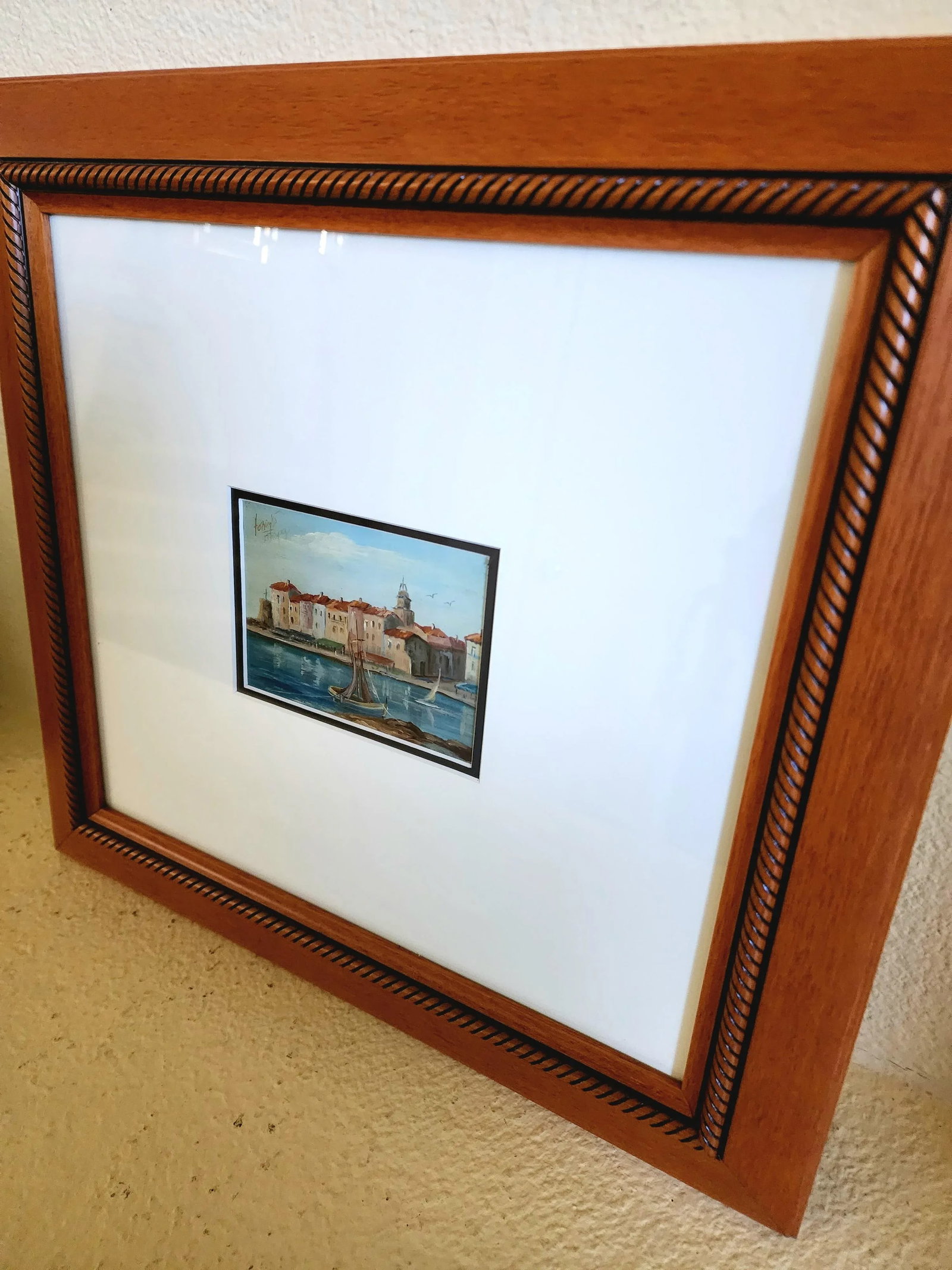 Late 20th Century Original Acrylic Painting of Seaside Landscape Signed by Artist Framed - 8
