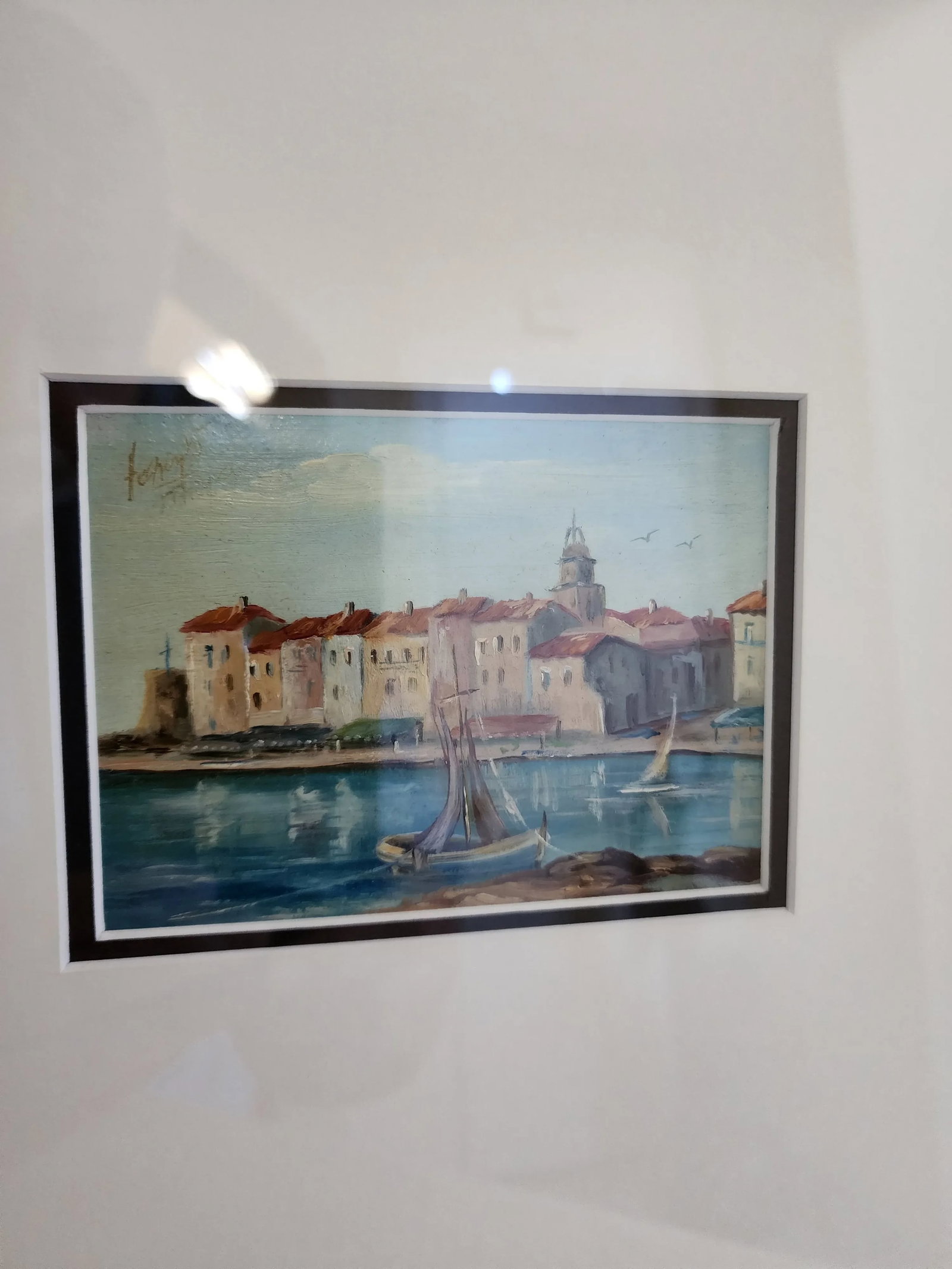 Late 20th Century Original Acrylic Painting of Seaside Landscape Signed by Artist Framed - 9