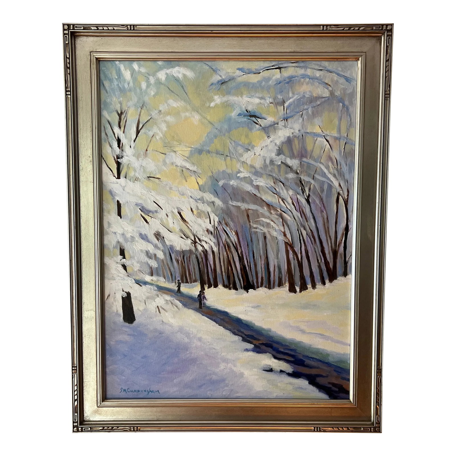 Modern Oil on Canvas Signed Framed Winter Alley: Winter landscape balanced color Condition: Imperfections: Some Imperfections Condition Notes: As new Origin: United States Materials & Techniques: Canvas, Oil Paint PLACEHOLDER SHIPPING NOTES: