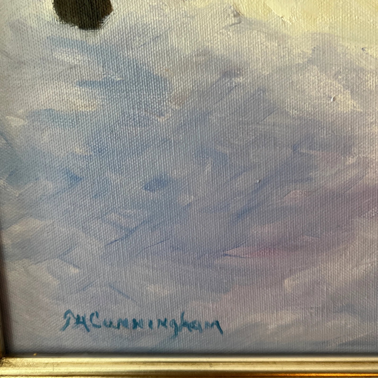 Modern Oil on Canvas Signed Framed Winter Alley - 3