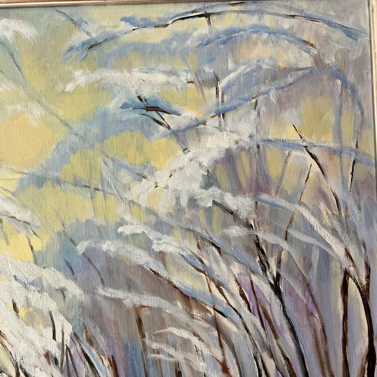 Modern Oil on Canvas Signed Framed Winter Alley - 5