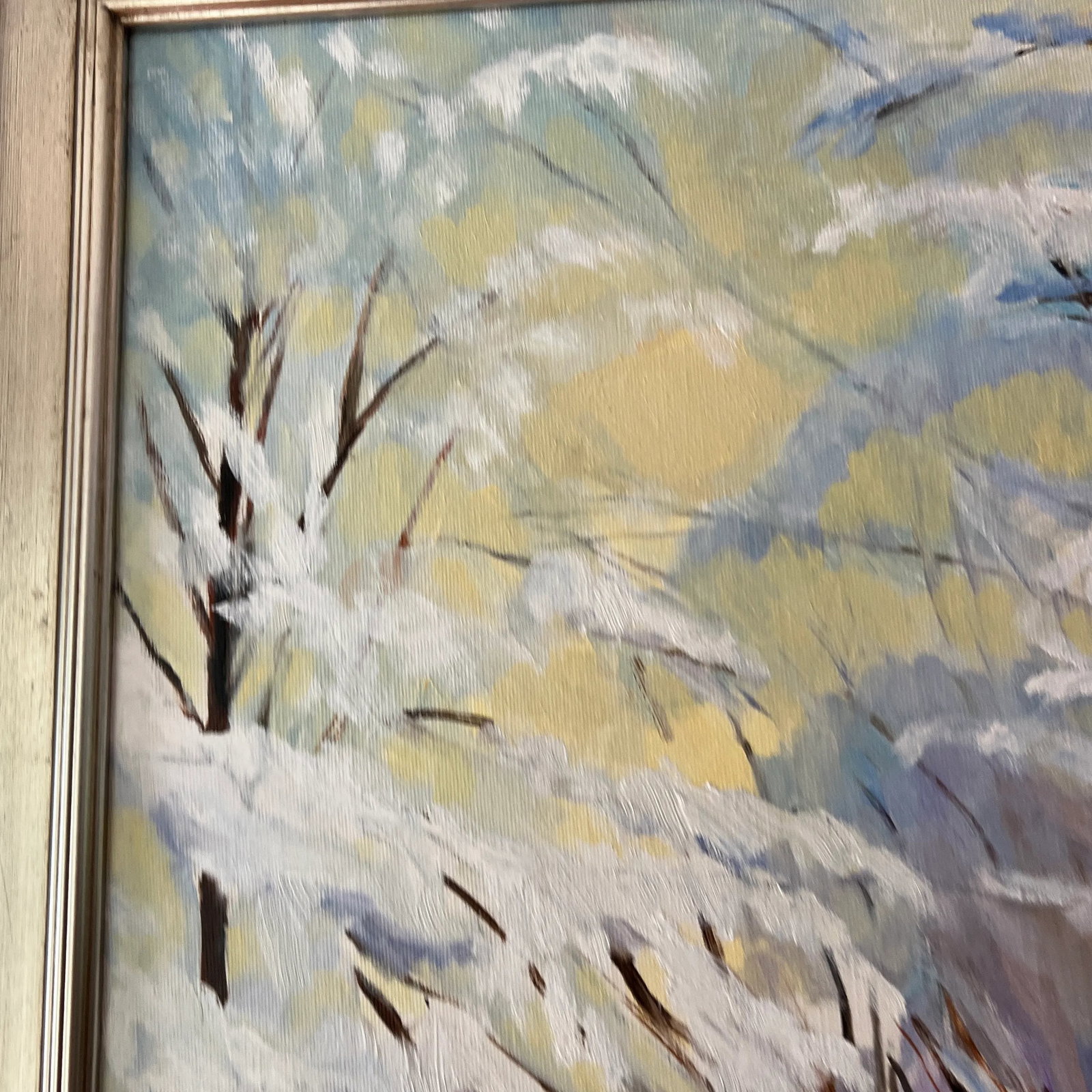 Modern Oil on Canvas Signed Framed Winter Alley - 6
