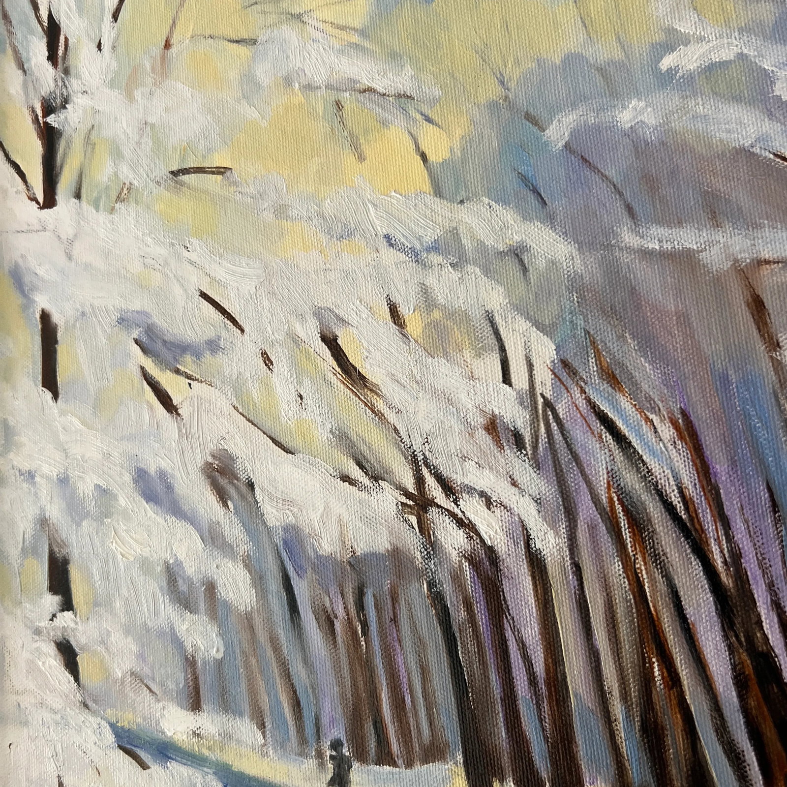 Modern Oil on Canvas Signed Framed Winter Alley - 9