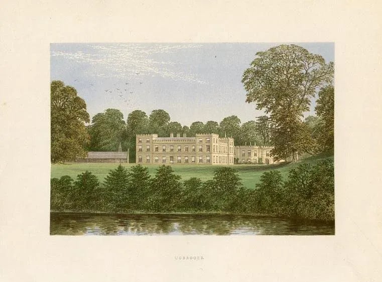Late 1800s, Ugbrooke Print, Seats of Nobility and Gentlemen, Original Antique Landscape Print, Chrom - 2