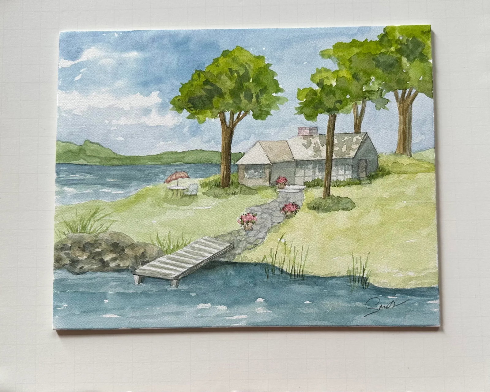 Nancy Smith Signed Original Watercolor Seascape "Summer Place" - 2