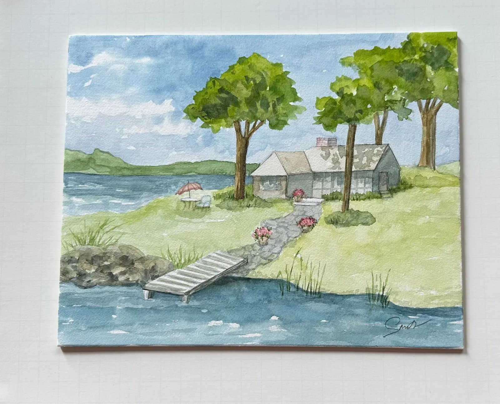 Nancy Smith Signed Original Watercolor Seascape "Summer Place" - 3