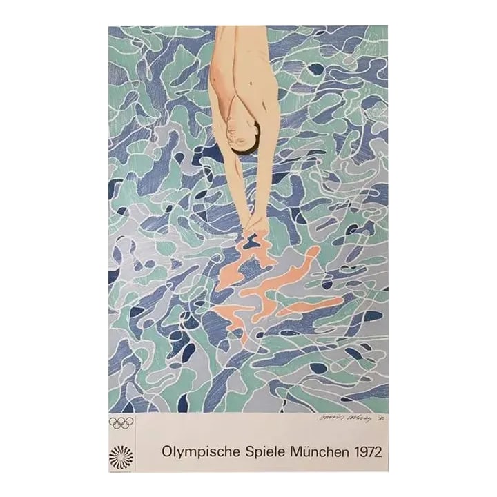 David Hockney, Olympische Spiele Munchen, Official Olympic Artist Poster, 1972 Original (1 of 4)