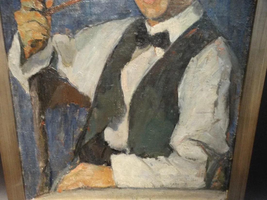 1920s Vintage Ejnar Hansen "Young Man With a Pipe" Painting - 3