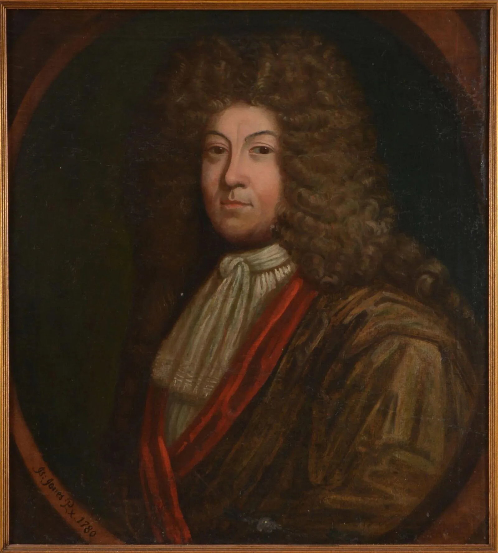 1780 British Portrait of a Gentleman Signed J. Jones - Antique Georgian Oil: This original oil on canvas is a refined and characterful 18th-century British portrait, signed and dated in the lower left: "Js. Jones P.X. 1780." The work depicts a gentleman of stature, most