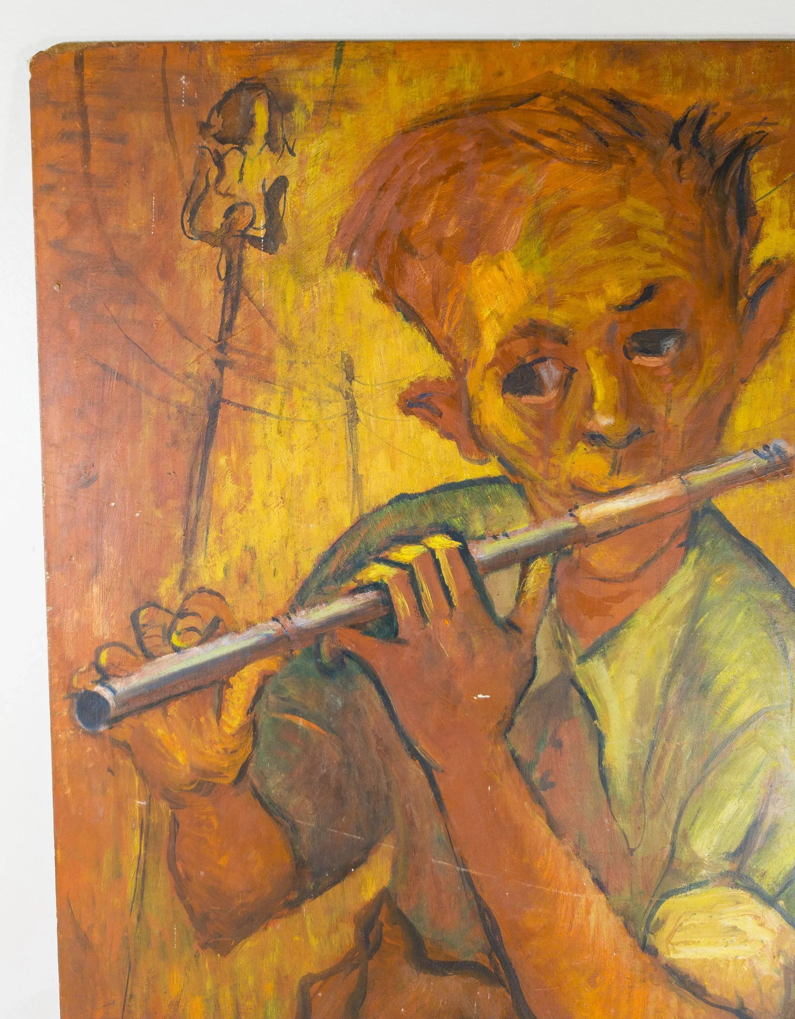 Mid-Century American Impressionist Abstract Portrait of a Boy Playing a Flute - 2