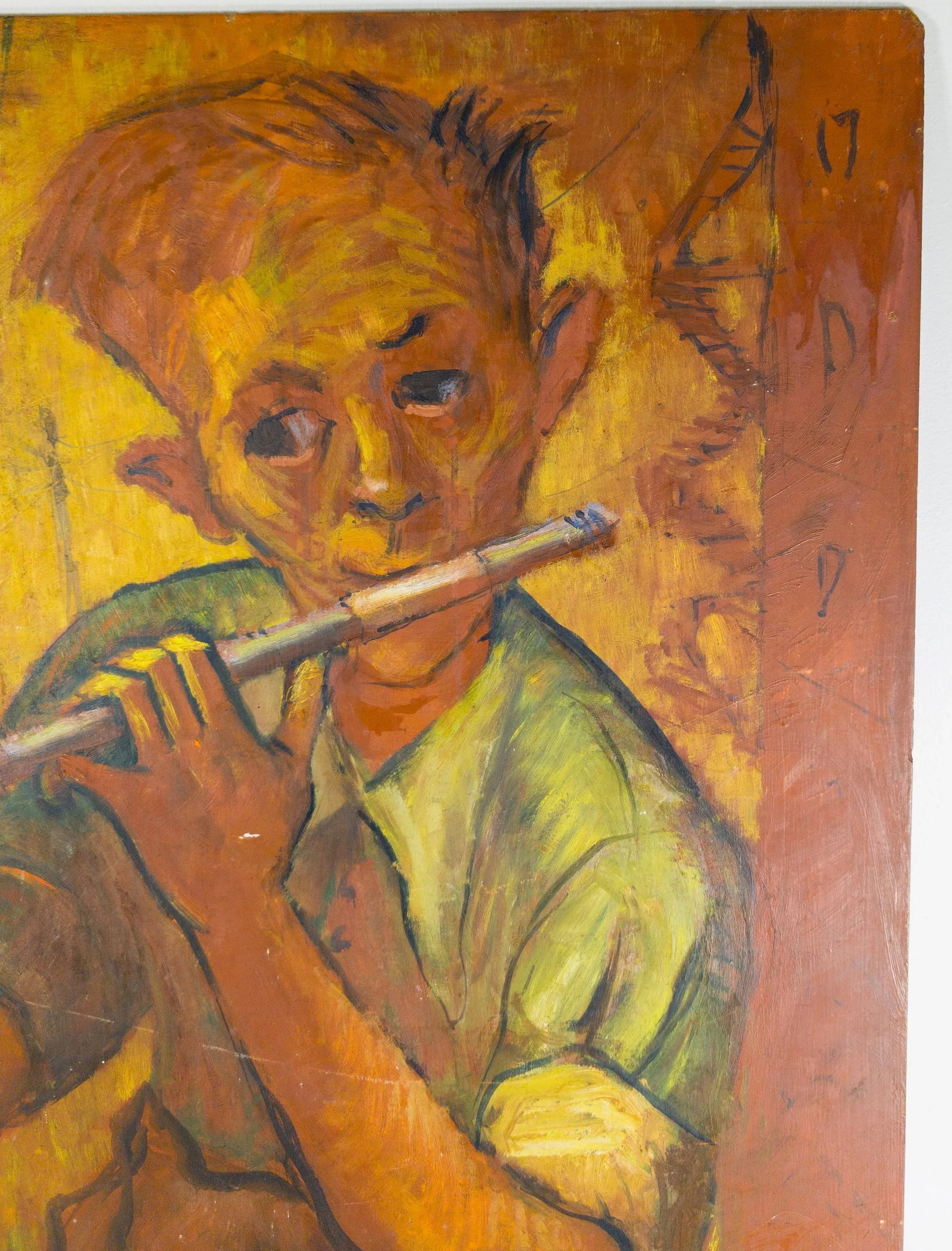Mid-Century American Impressionist Abstract Portrait of a Boy Playing a Flute - 3