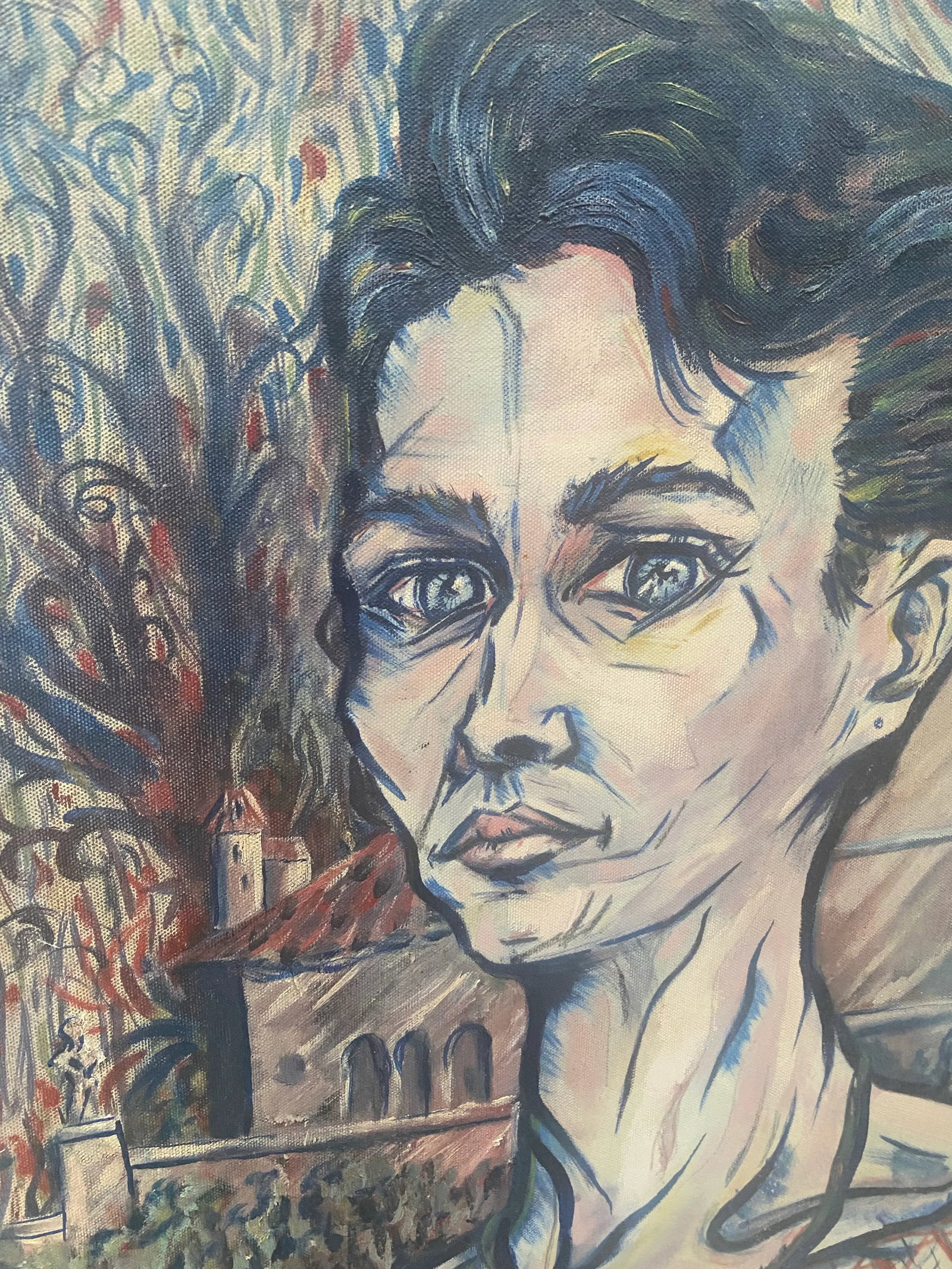 "Riki" Self Portrait, Oil on Board. Original Artwork. - 2