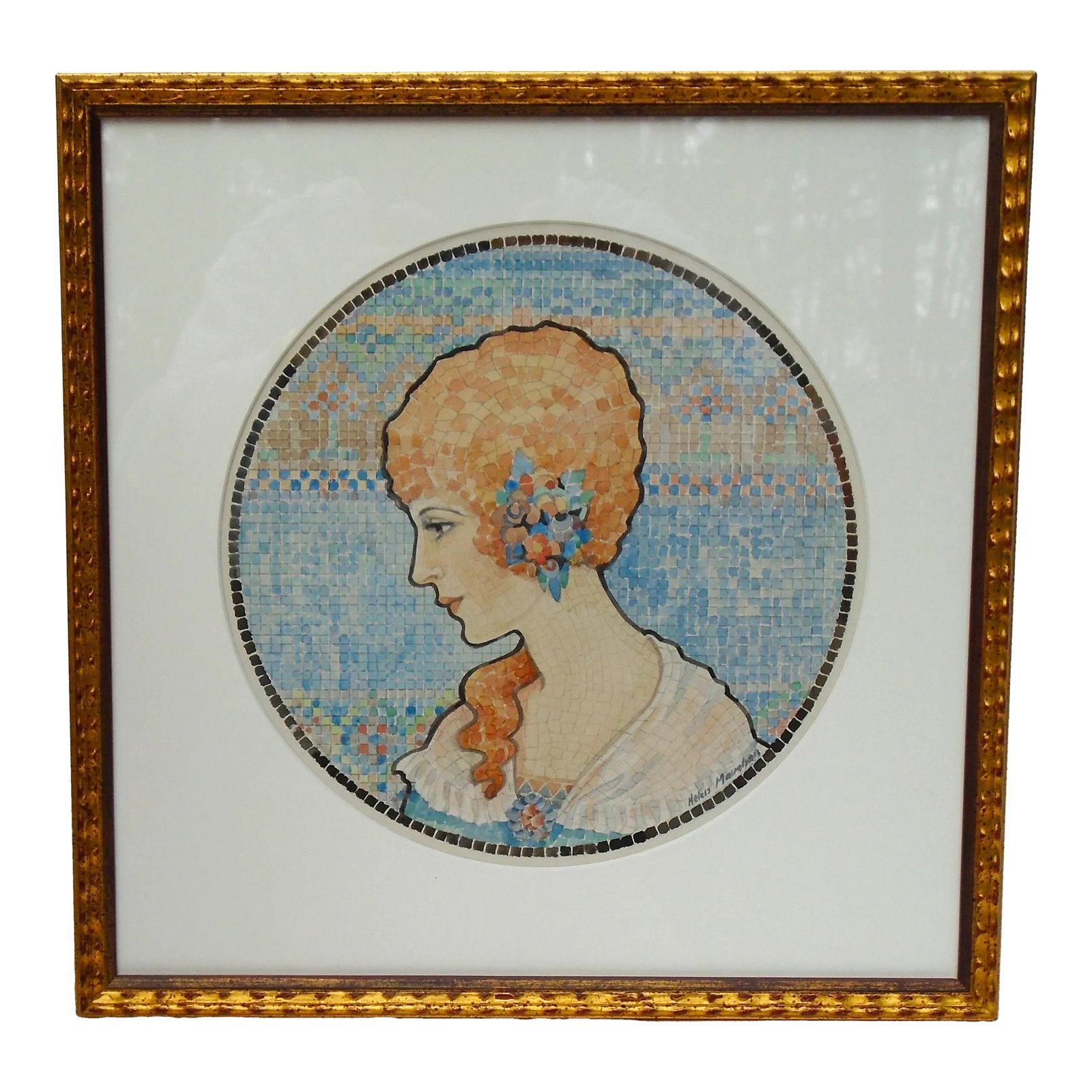 "The Mosaic Lady", Original Watercolor Painting in the Art Nouveaux Style (1 of 5)