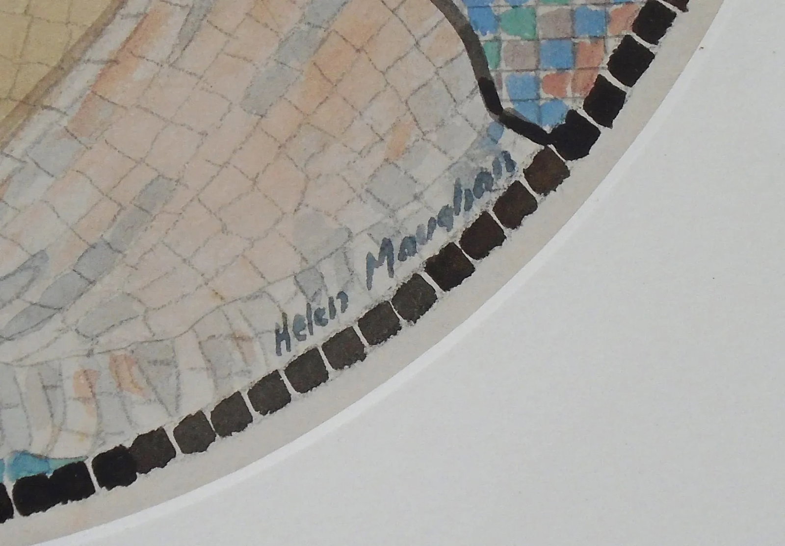 "The Mosaic Lady", Original Watercolor Painting in the Art Nouveaux Style - 4