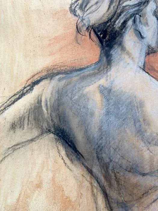 Mixed Media Figure Drawing, Female Figure Back 3, Original by Kathleen Ney - 3