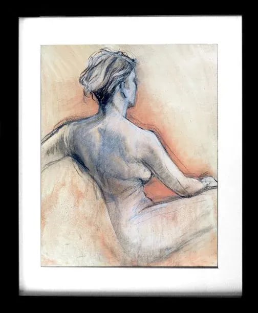 Mixed Media Figure Drawing, Female Figure Back 3, Original by Kathleen Ney - 4