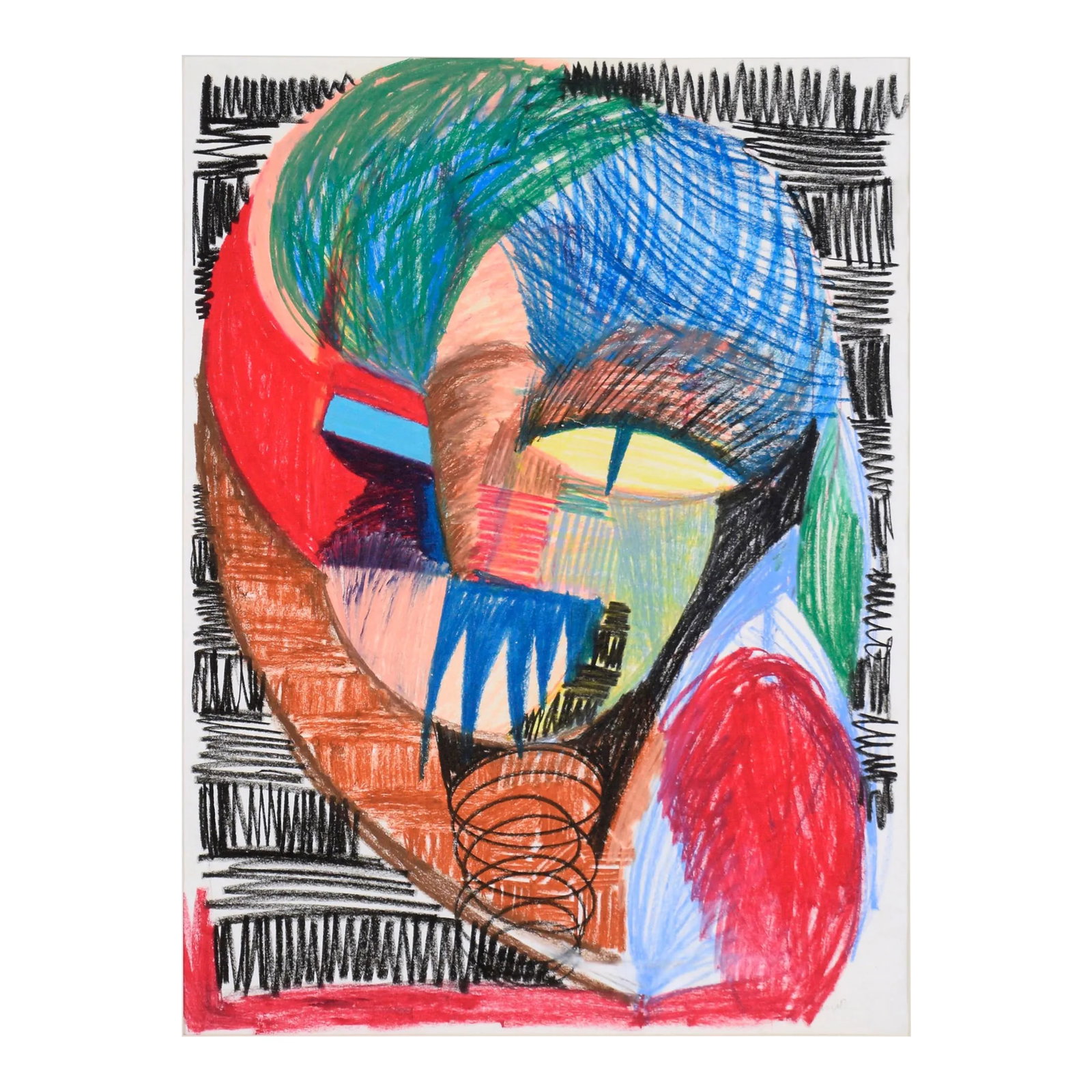 Abstracted Cubist Cat Portrait in Pastel on Paper by Michael William Eggleston (1 of 4)