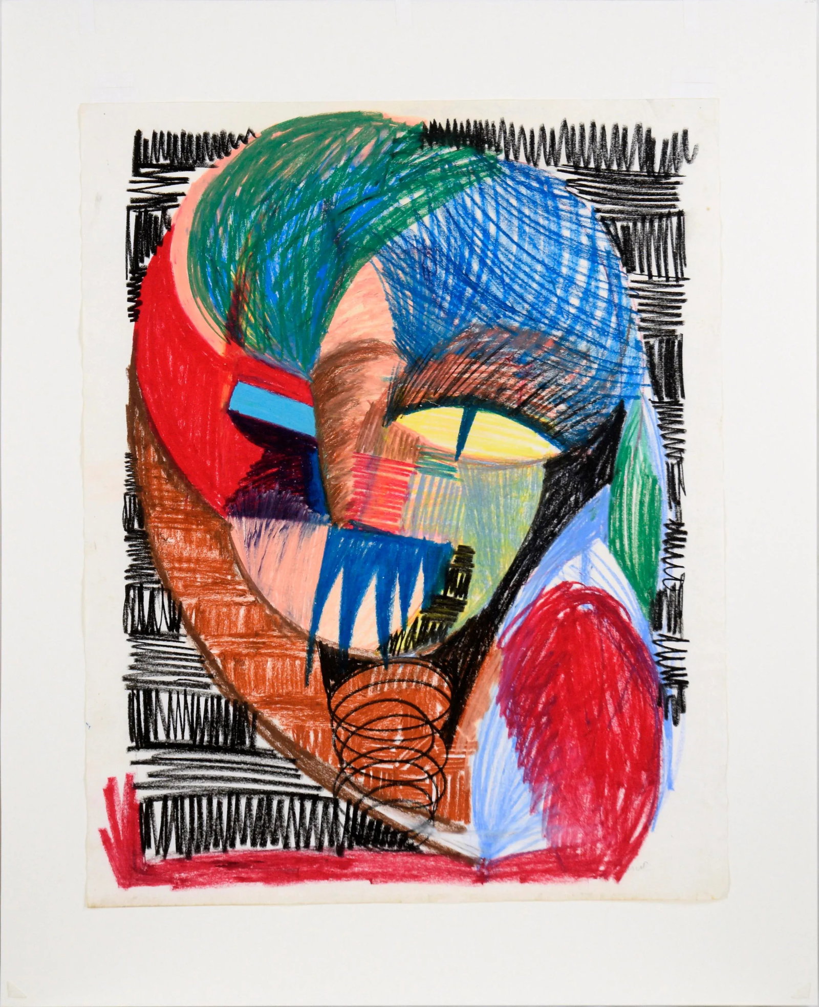 Abstracted Cubist Cat Portrait in Pastel on Paper by Michael William Eggleston - 2