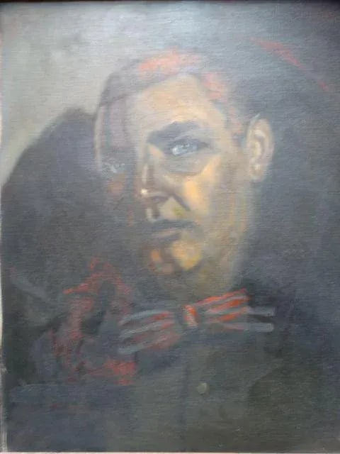 1940s Vintage Man With Bowtie Nocturnal Portrait Painting - 2